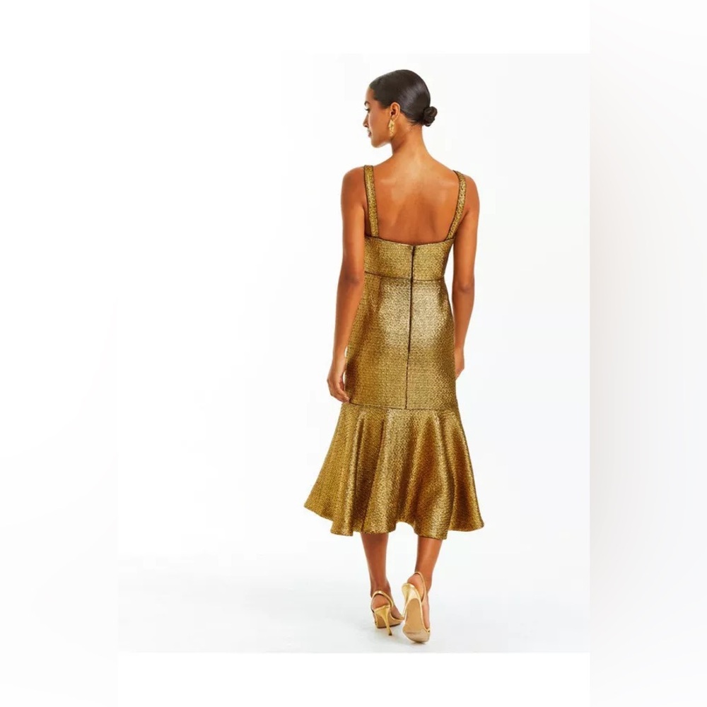 Mestiza Jody Tweed Midi Dress Metallic Gold NWT - Picture 2 of 7